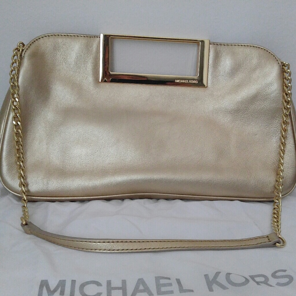 Michael Kors Gold Berkley Large Clutch - Picture 2 of 7